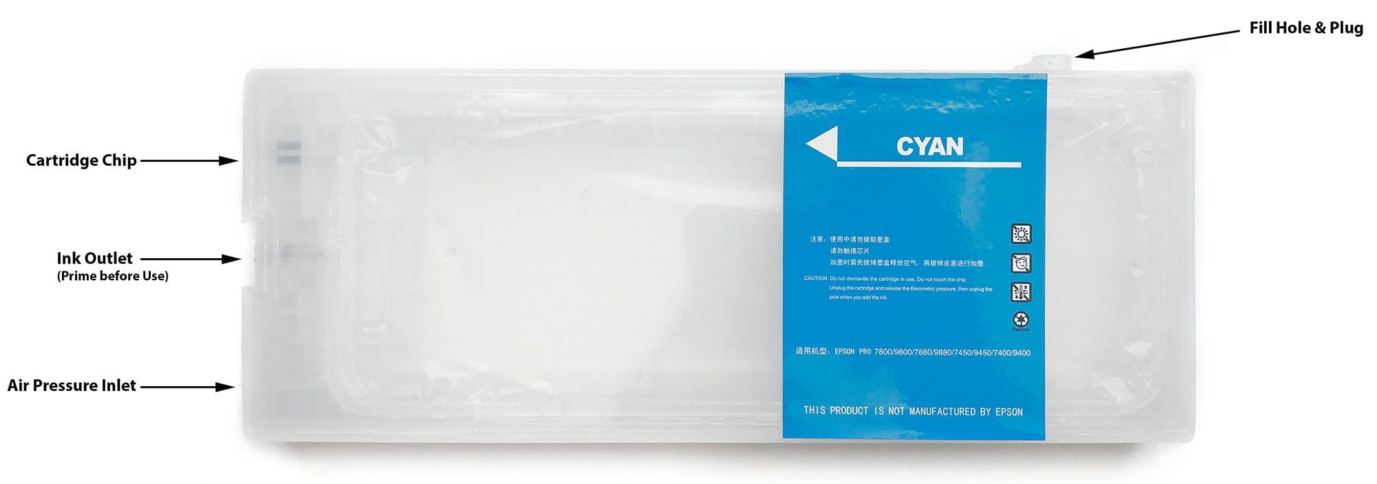 Photograph of a 7800, 9800, 7880, 9880 Refillable Cartridge